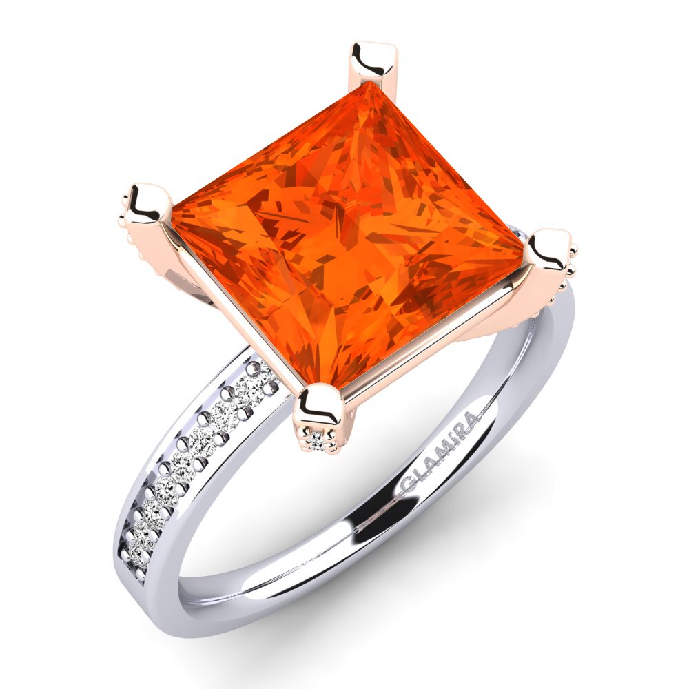 18k Oro Blanco & Rosa Ópalo Fuego Anillo Martoya