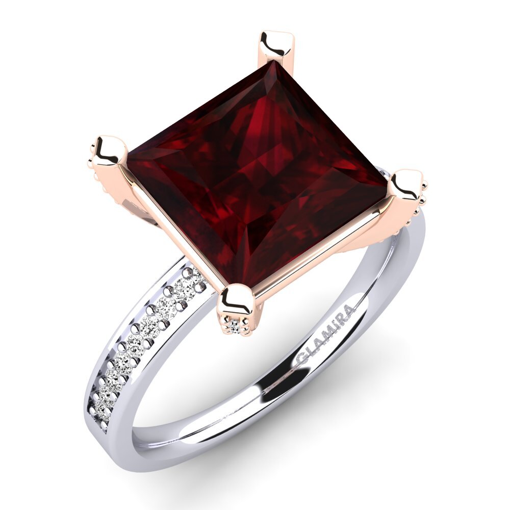 18k Oro Blanco & Rosa Granate Anillo Martoya