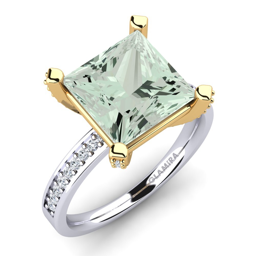 18ct White & Yellow Gold Green Amethyst Ring Martoya