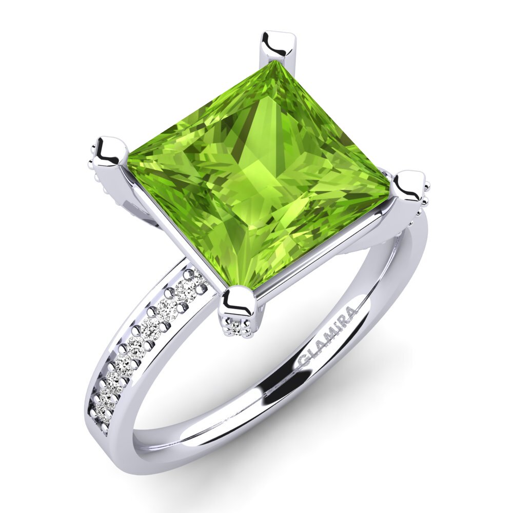 Ouro Branco 18K peridot Anel Martoya