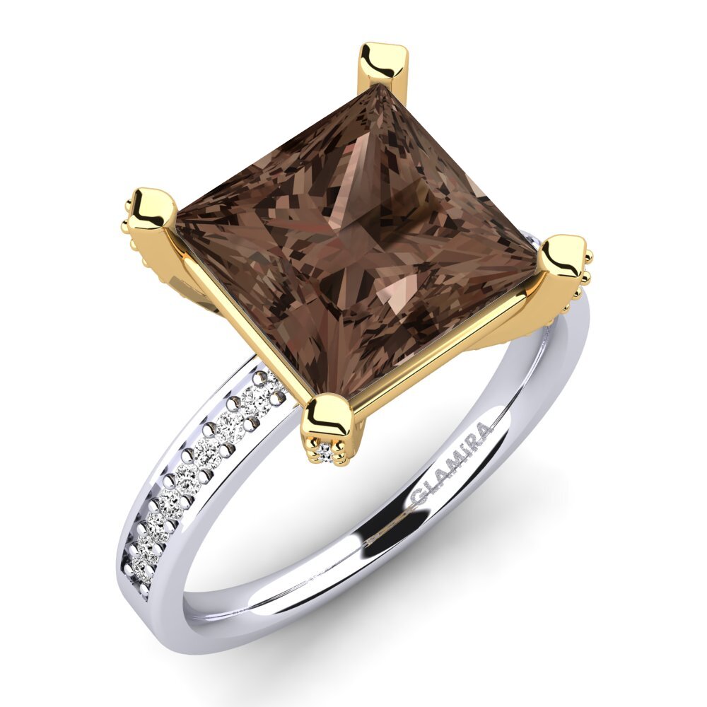 18ct White / Yellow Gold Smoky Quartz Ring Martoya