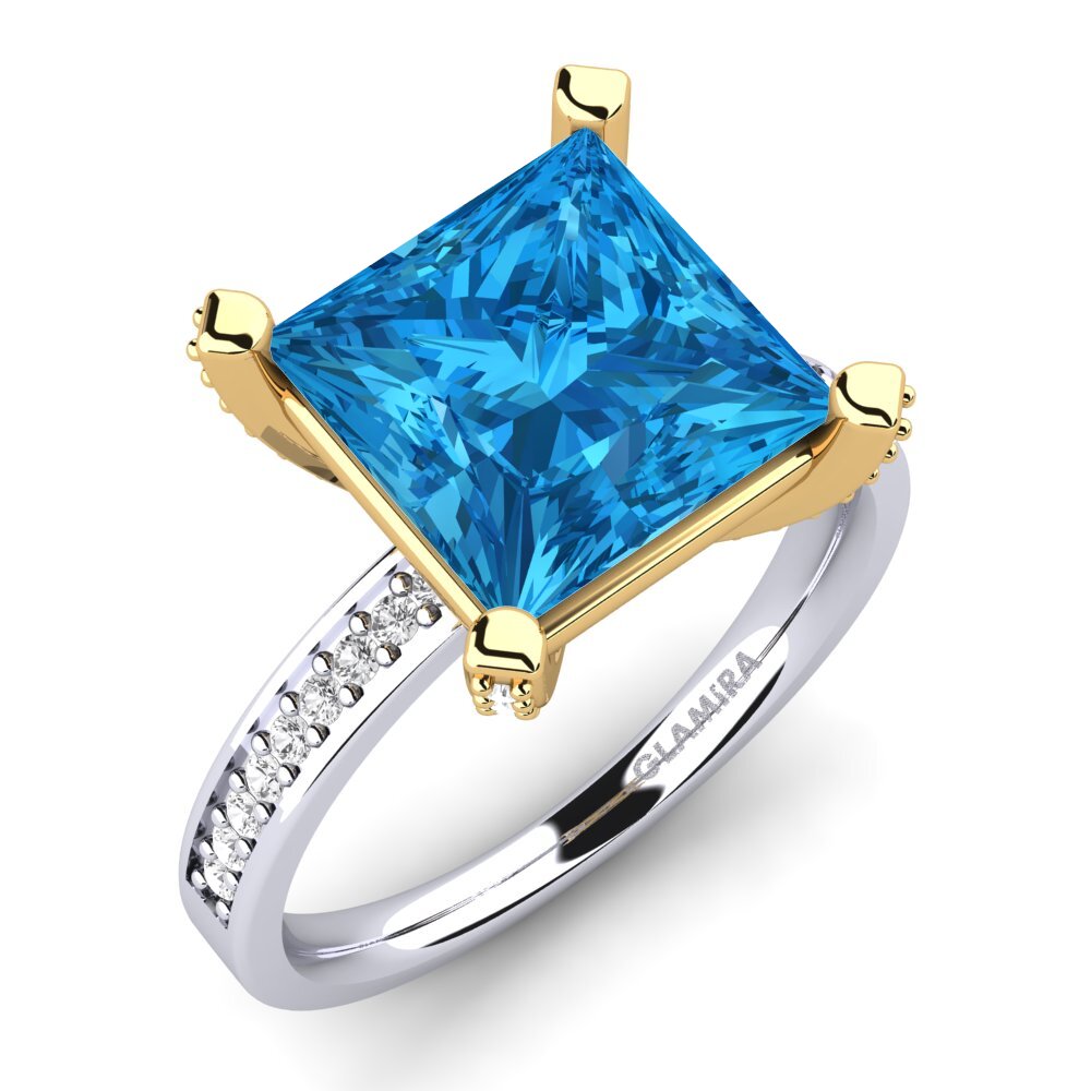 14k Oro Blanco & Amarillo Anillo Martoya