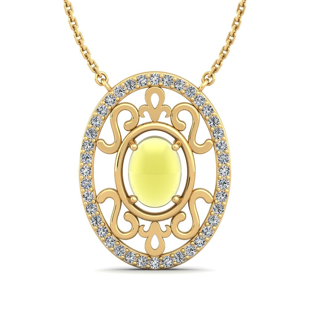 9k Oro Amarillo Topacio Limón Cabujón Collar de Mujer Marussia