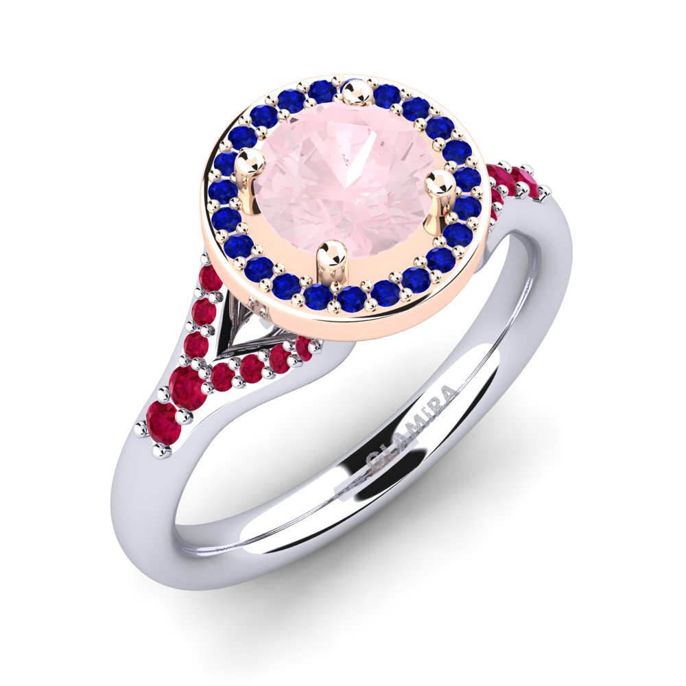 18K White & Rose Gold Rose Quartz Engagement Ring Marvina