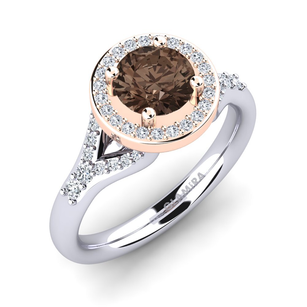 9ct White & Rose Gold Smoky Quartz Engagement Ring Marvina