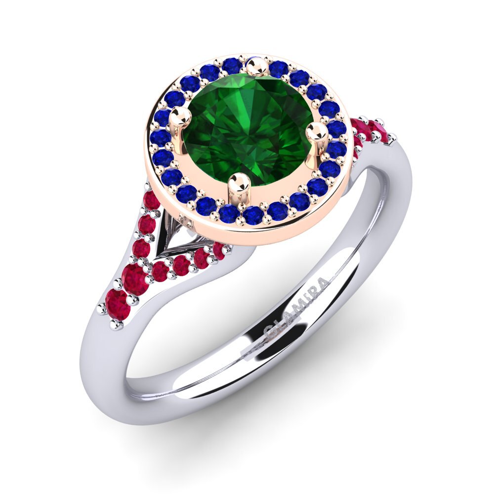 14K Wit & Rood Goud Tsavorite Verlovingsring Marvina