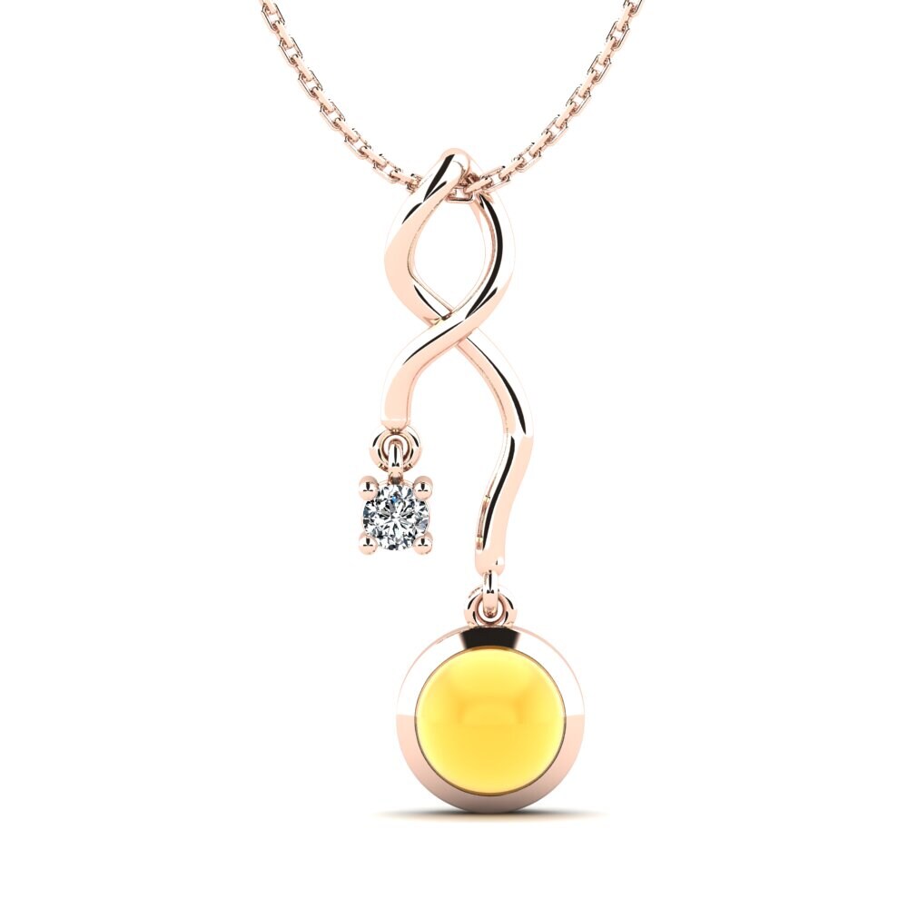 14k Oro Rosa Citrino Cabujón Colgante de Mujer Maryam