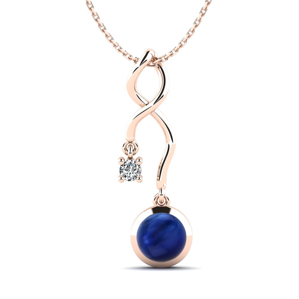 14k Oro Rosa Zafiro Cabujón Colgante de Mujer Maryam