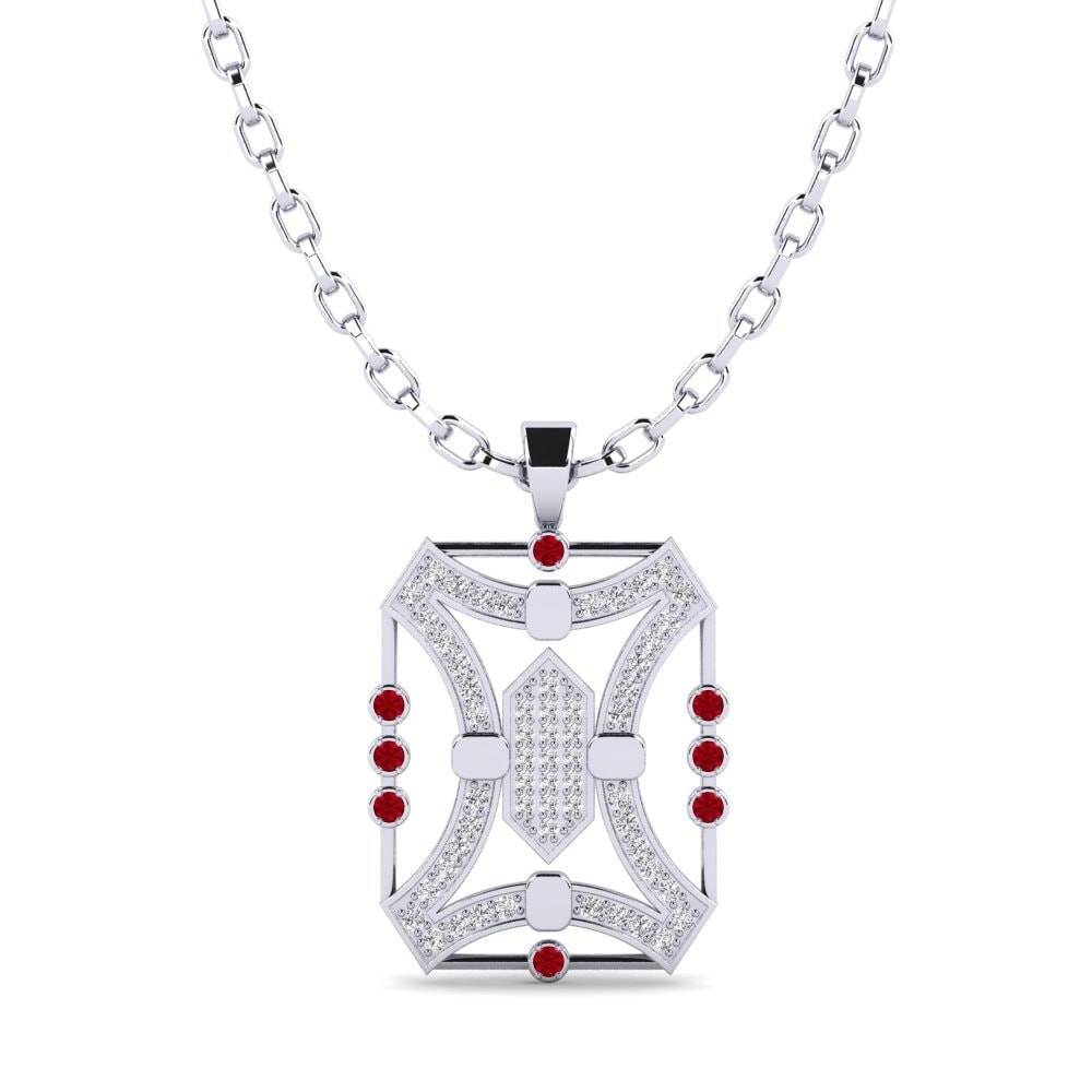 Weißgold 375 Roter Zirkonia Herren-Anhänger Maryelin