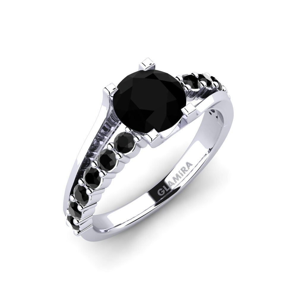Or Blanc 585 Diamant Noir Bague de fiançailles Maryellen