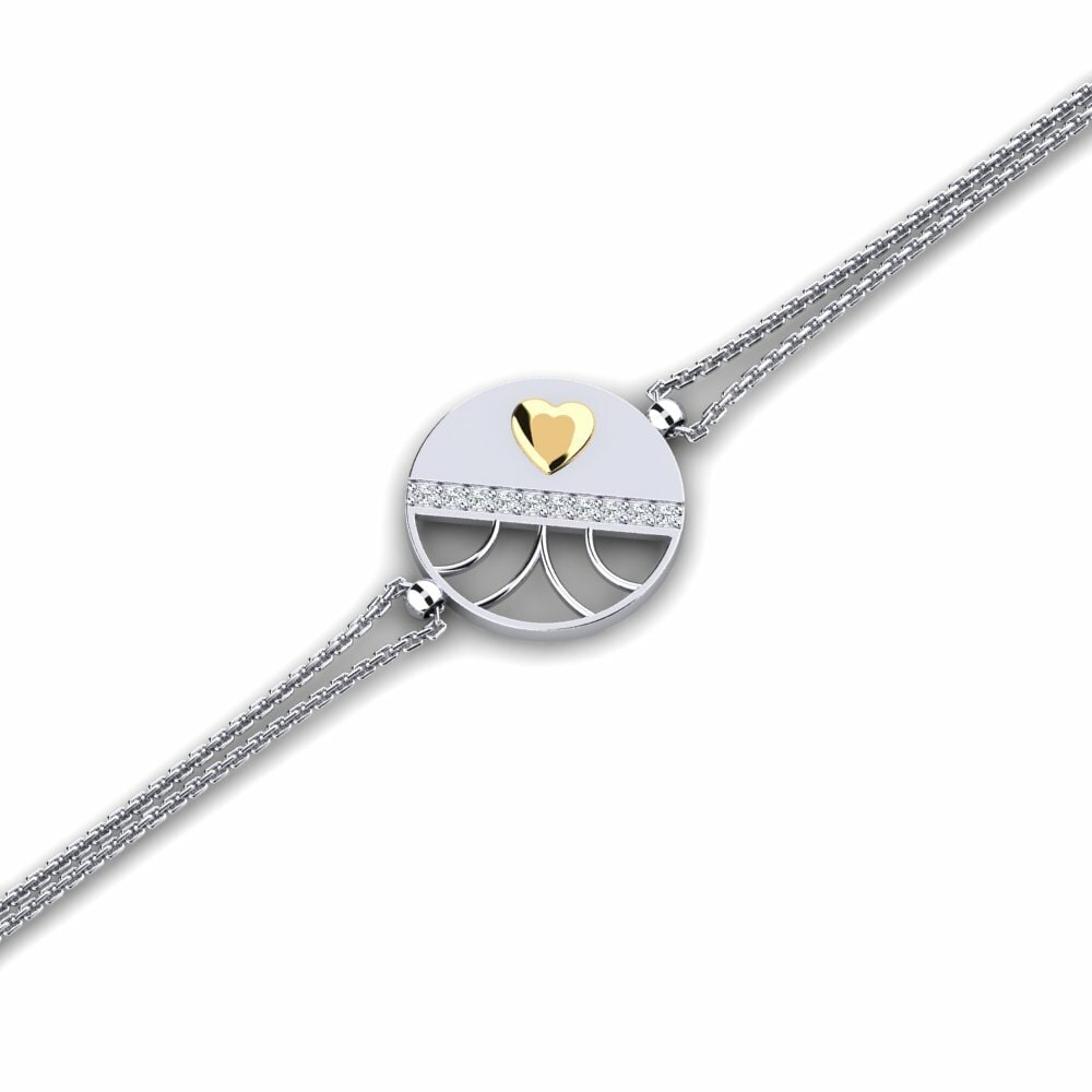 9k Oro Blanco & Amarillo Pulsera de Mujer Masfuart