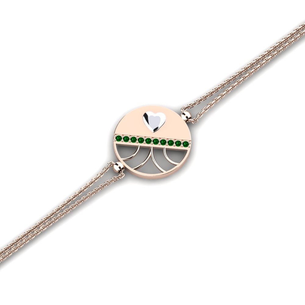 9ct Rose & White Gold Green Zirconia Women's Bracelet Masfuart