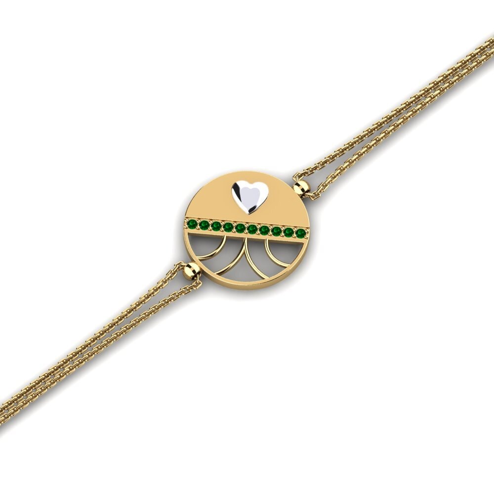 9ct Yellow & White Gold Green Zirconia Women's Bracelet Masfuart