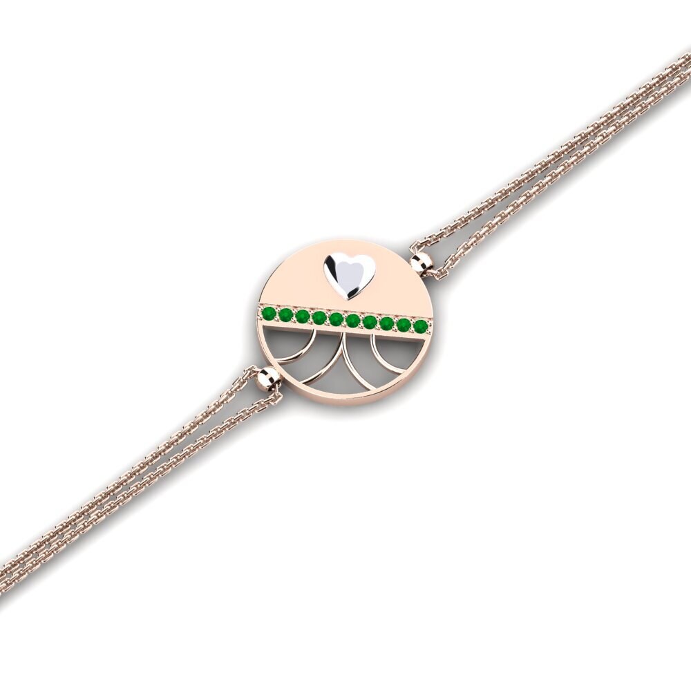 9ct Rose & White Gold Emerald Women's Bracelet Masfuart