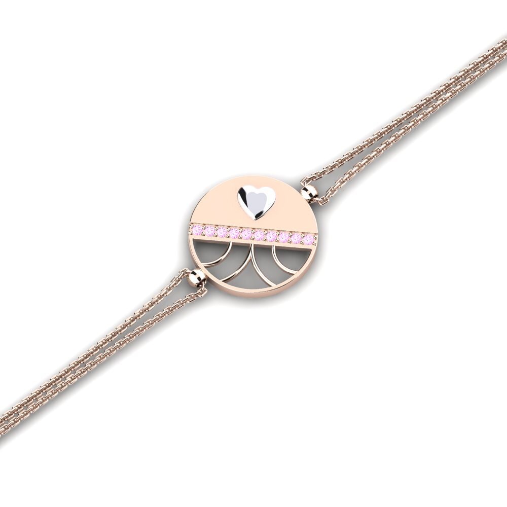 9ct Rose & White Gold Pink Sapphire Women's Bracelet Masfuart