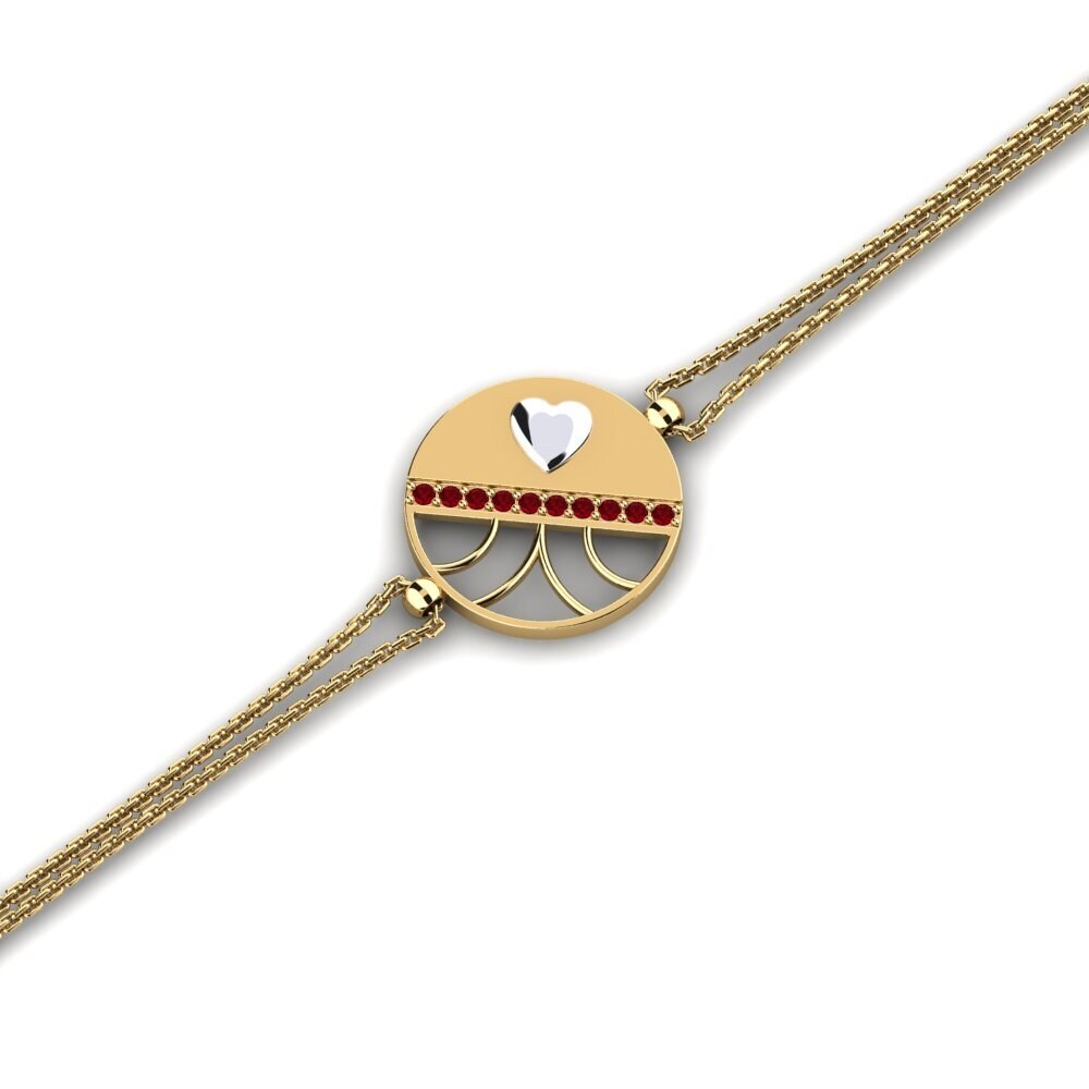 18K Yellow & White Gold Red Zirconia Bracelet Masfuart