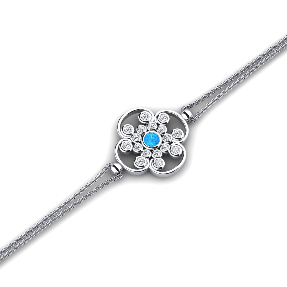 9ct White Gold Blue Topaz Women's Bracelet Masidia