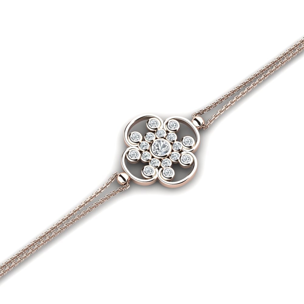9ct Rose Gold White Zircon Women's Bracelet Masidia
