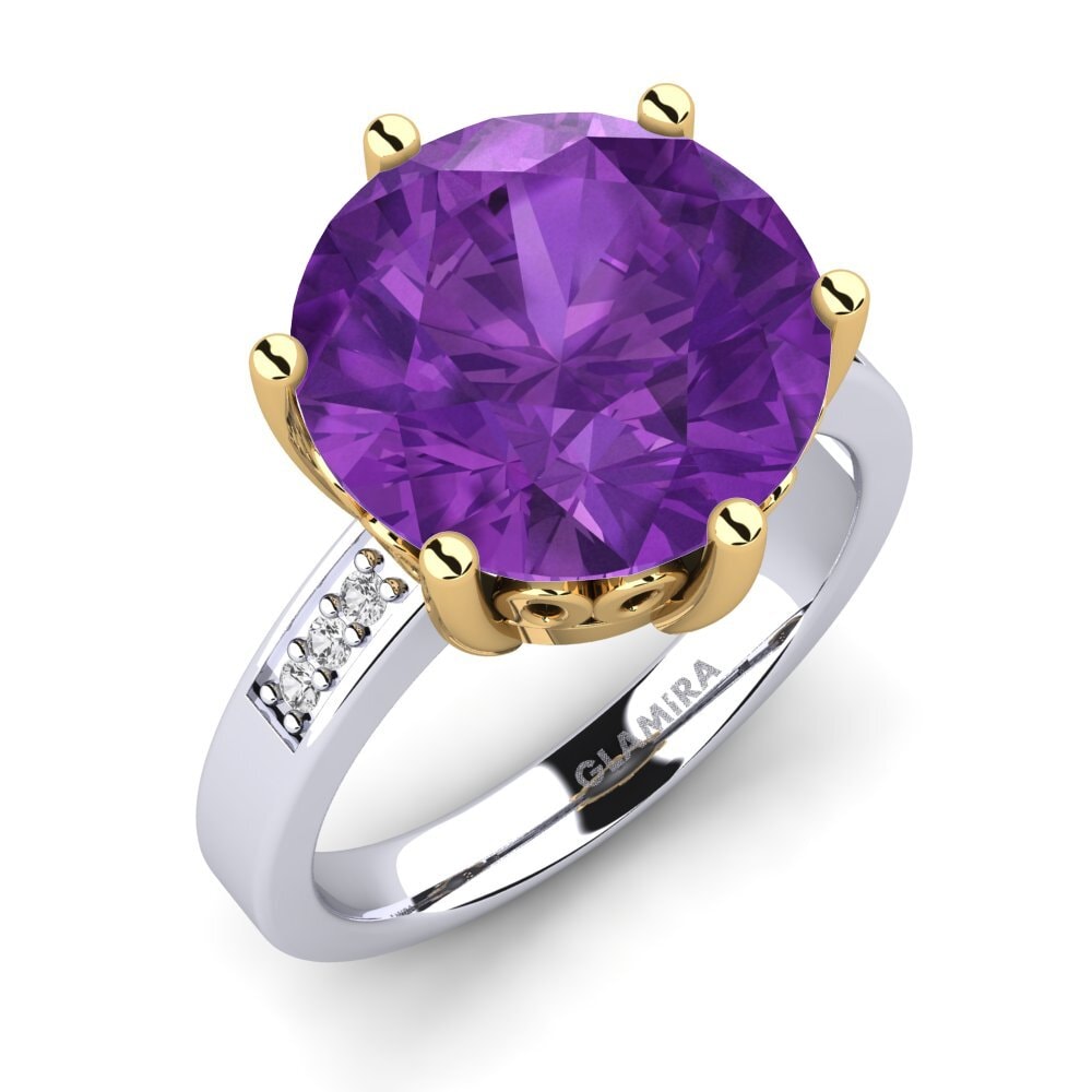 14k Oro Blanco & Amarillo Anillo Massima