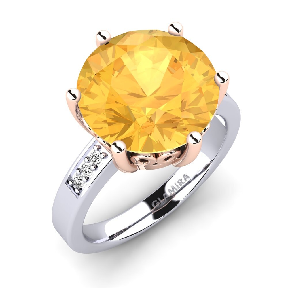 18k Oro Blanco & Rosa Citrino Anillo Massima