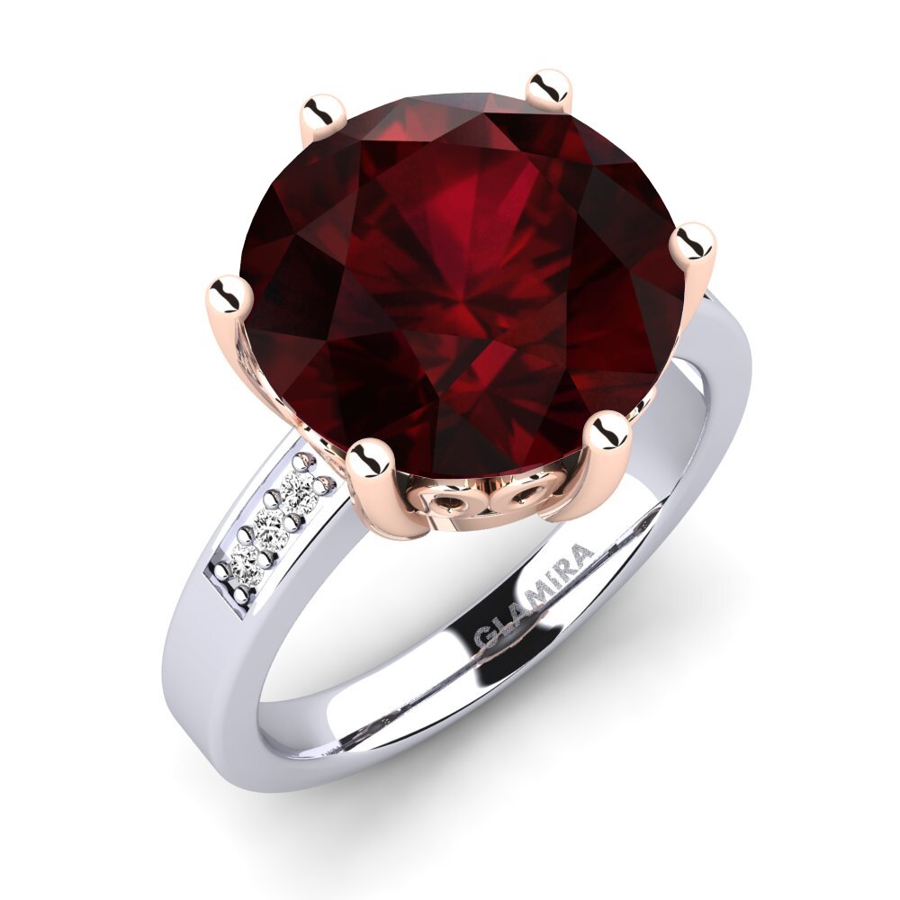 18k Oro Blanco & Rosa Granate Anillo Massima