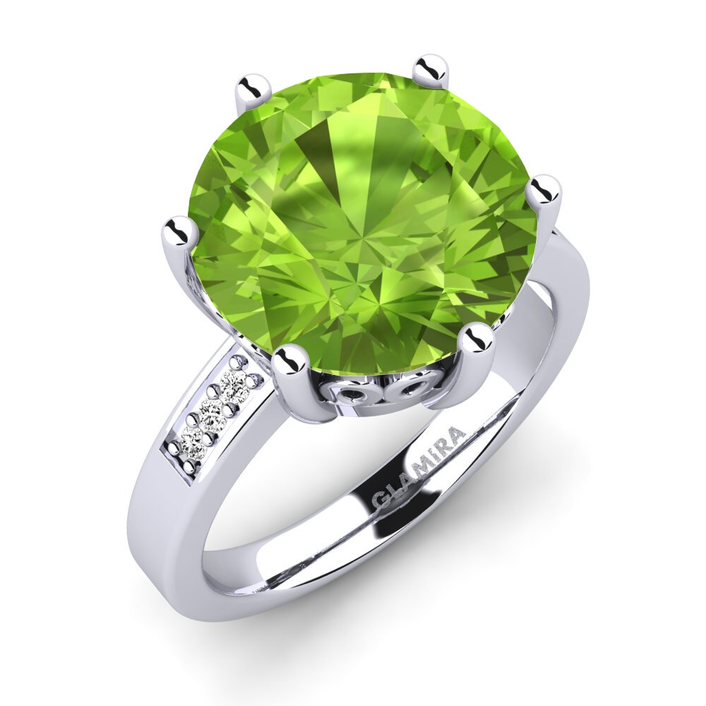 Ouro Branco 18K peridot Anel Massima