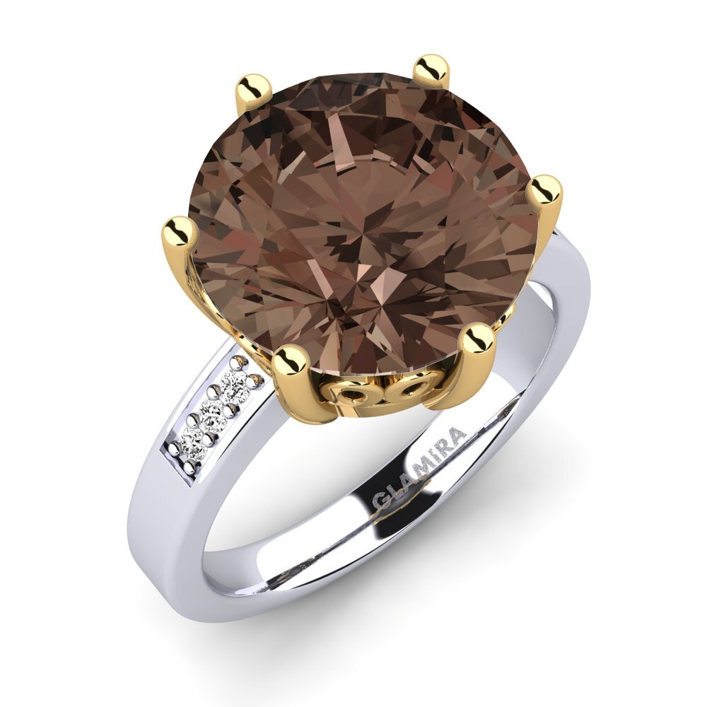 18ct White / Yellow Gold Smoky Quartz Ring Massima