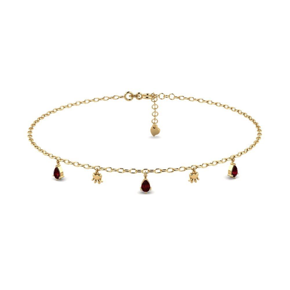14ct Yellow Gold Garnet Women's Anklet Matas