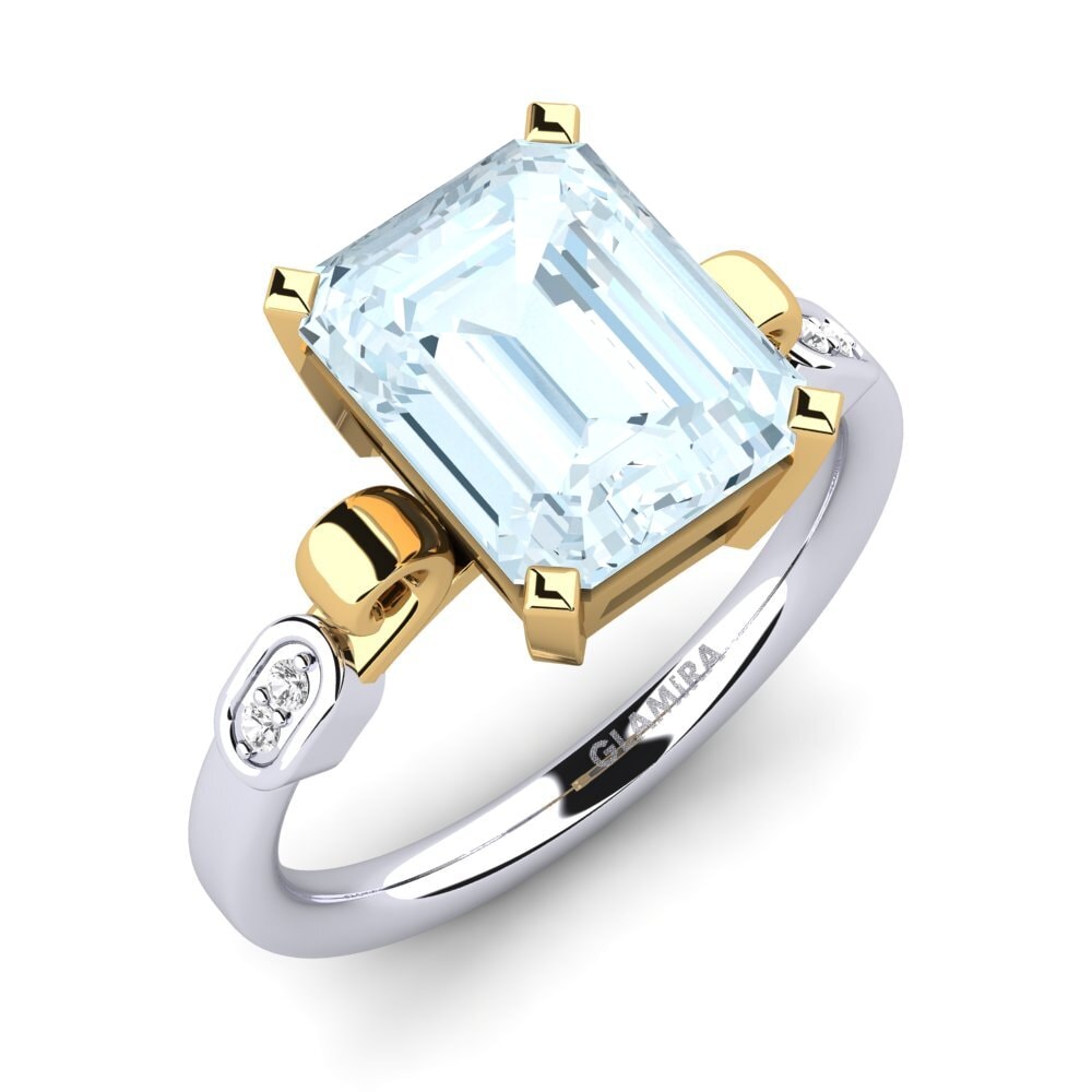 14k Oro Blanco & Amarillo Anillo de compromiso Mathina