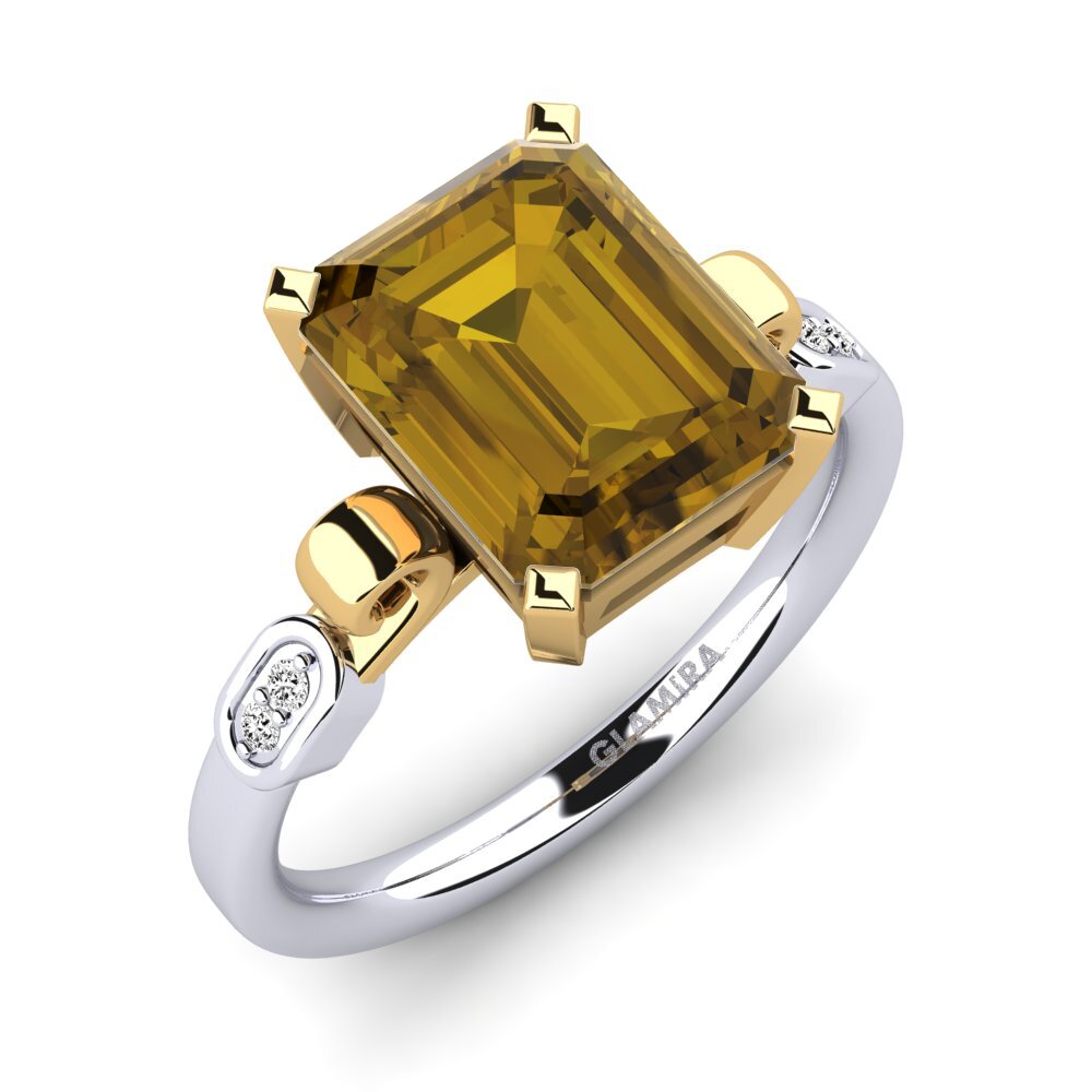 18ct White / Yellow Gold Brown Zircon Engagement Ring Mathina