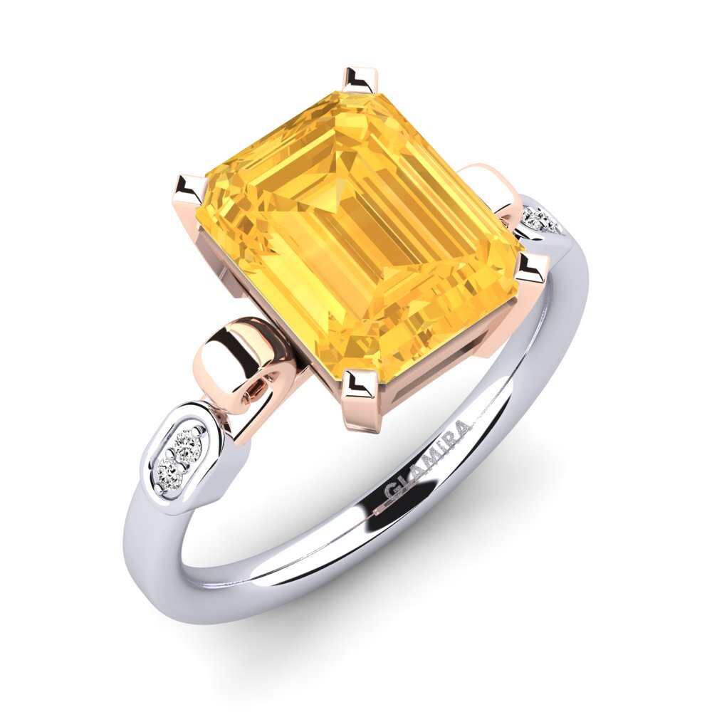 18k Oro Blanco & Rosa Citrino Anillo de compromiso Mathina