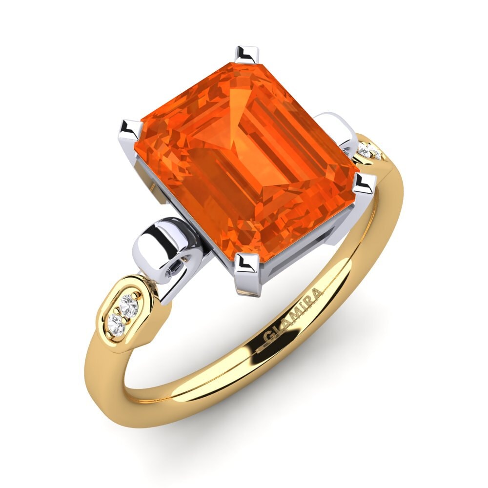 14k Oro Amarillo & Blanco Anillo de compromiso Mathina