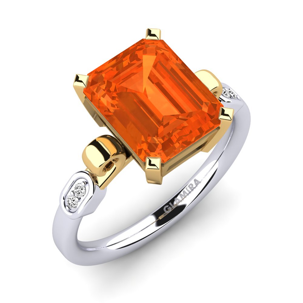 18ct White / Yellow Gold Fire-Opal Engagement Ring Mathina
