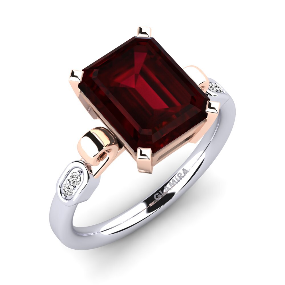 18k Oro Blanco & Rosa Granate Anillo de compromiso Mathina
