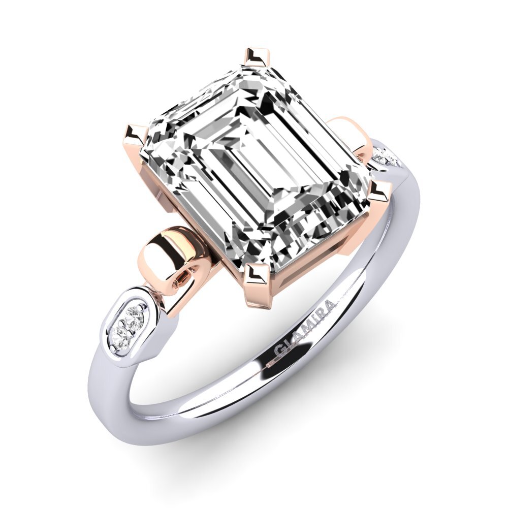 18k Oro Blanco & Rosa Moissanita Anillo de compromiso Mathina