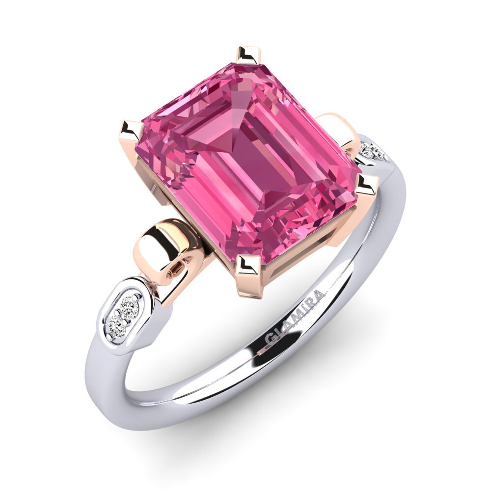 18k Oro Blanco & Rosa Turmalina rosa Anillo de compromiso Mathina