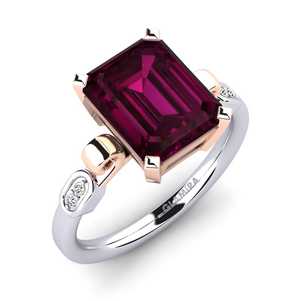 18ct White / Rose Gold Rhodolite Garnet Engagement Ring Mathina