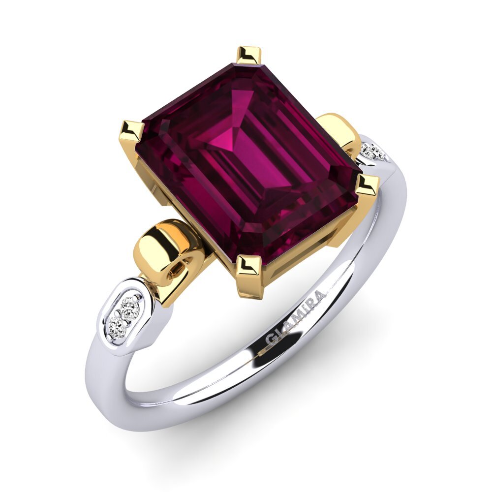 18ct White / Yellow Gold Rhodolite Garnet Engagement Ring Mathina