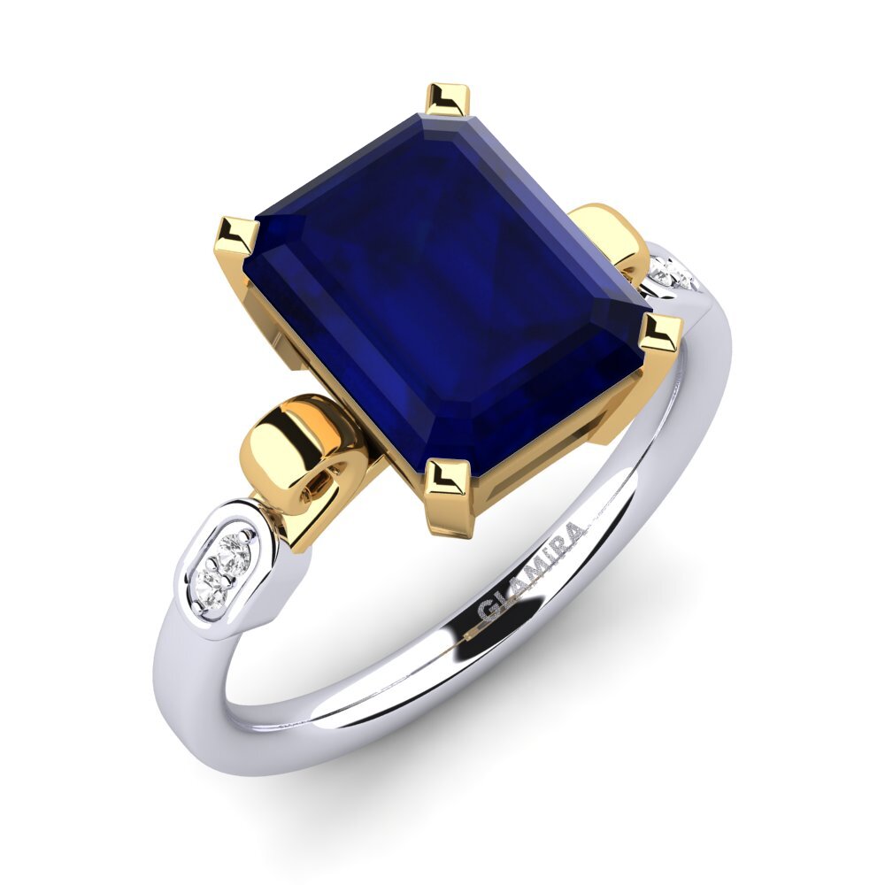 9k Oro Blanco & Amarillo Anillo de compromiso Mathina