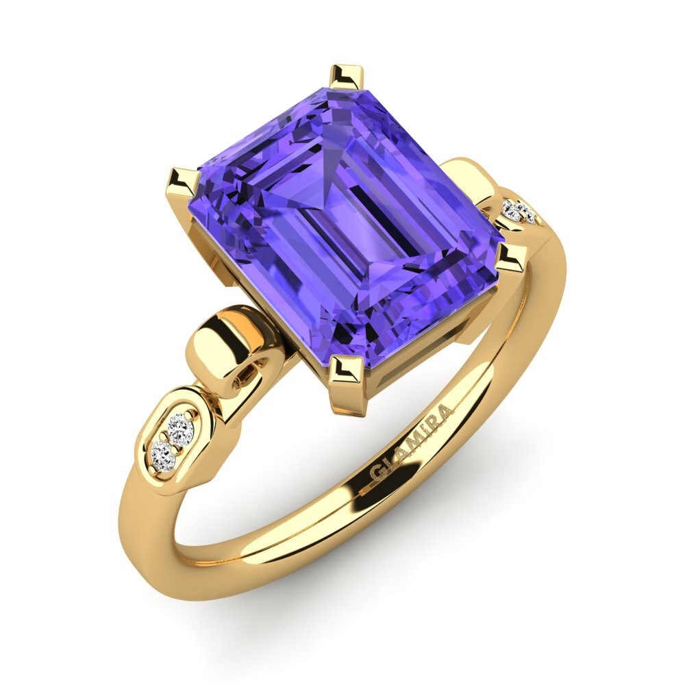 14k Oro Amarillo Tanzanita Anillo de compromiso Mathina