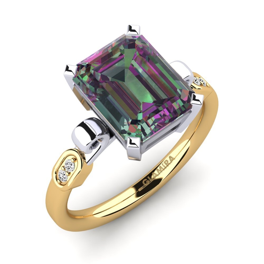 14K Geel & Wit Goud Mystic Topaas Verlovingsring Mathina