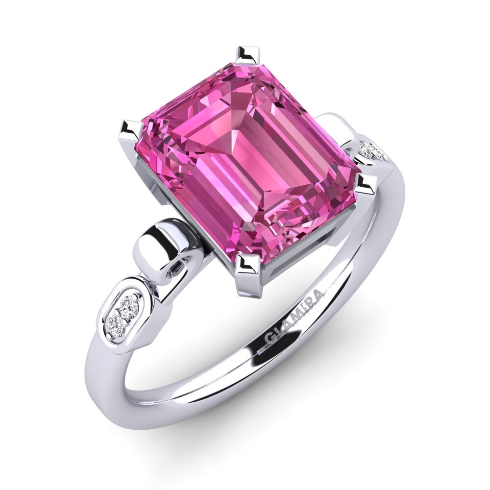 Emerald Cut Pink Topaz Engagement Ring Mathina