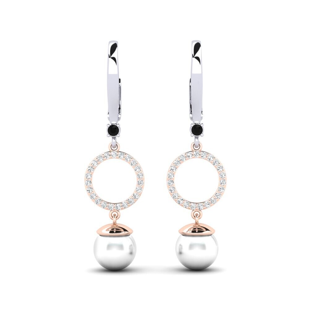 14k White & Rose Gold Black Onyx Women's Earring Matirer