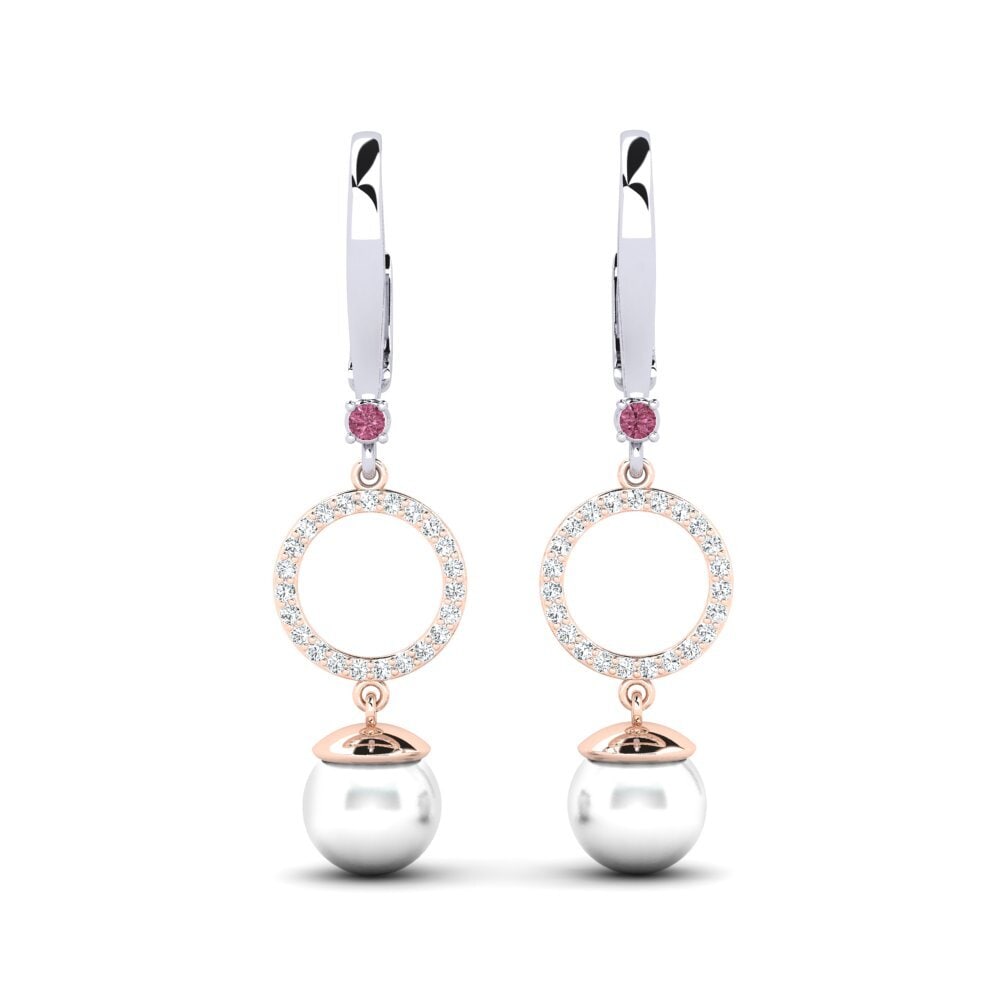 18ct White & Rose Gold Rhodolite Garnet Women's Earring Matirer