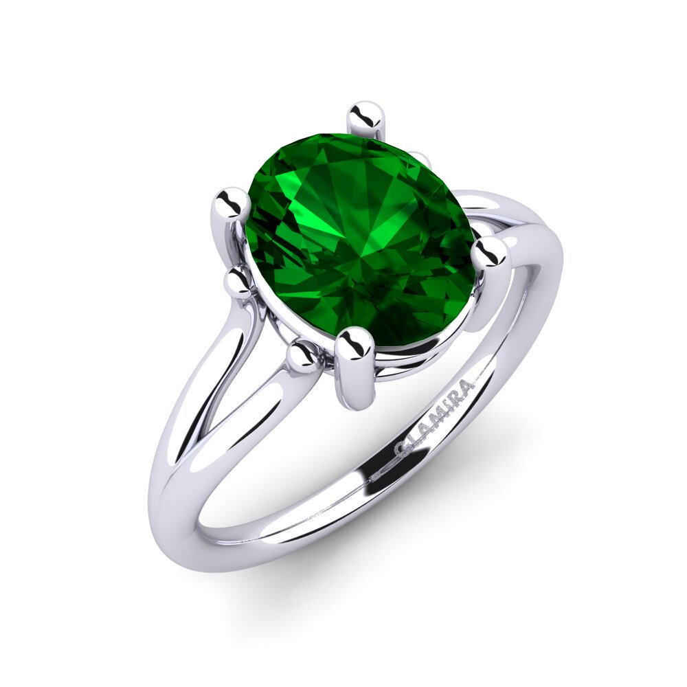 Oval Green Zirconia Engagement Ring Matteline