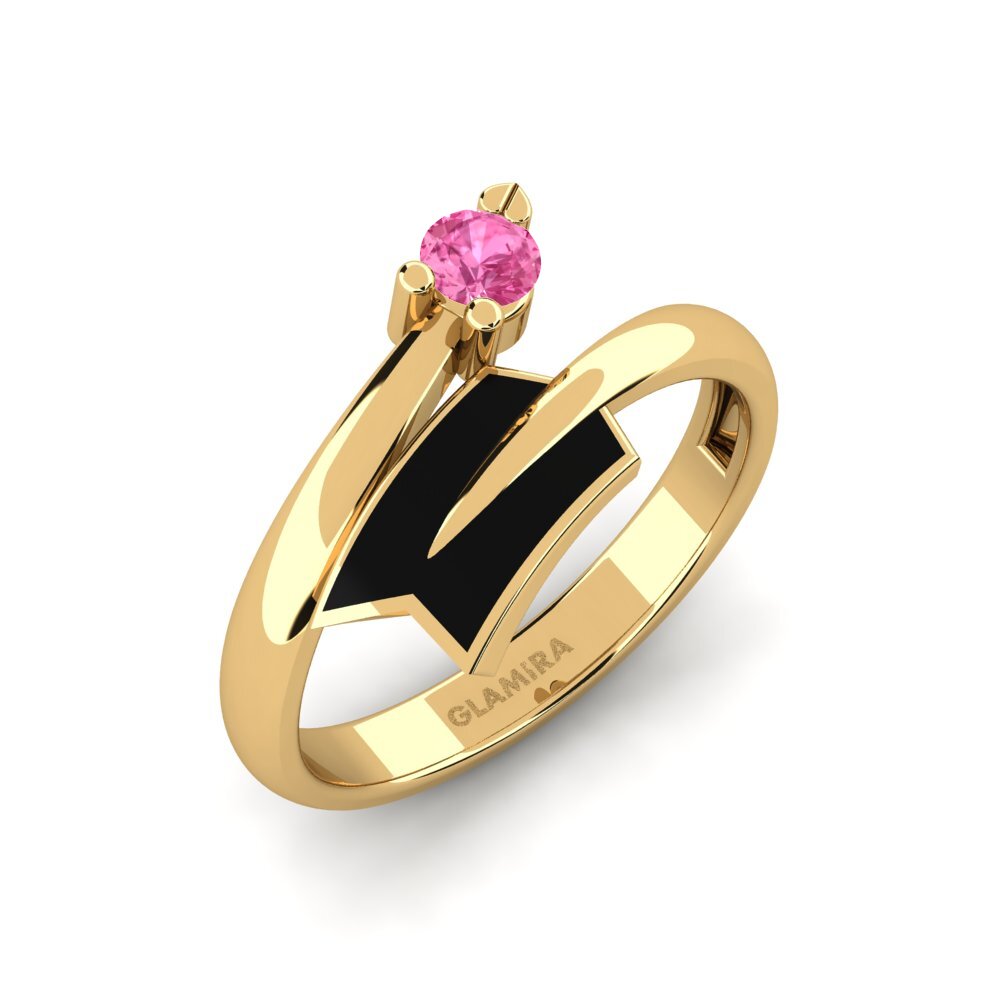 Or Jaune 14k Saphir Rose Bague Mattella