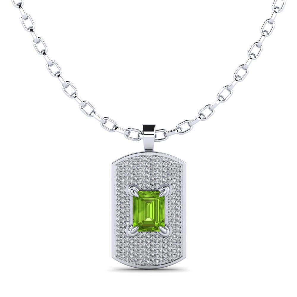 14ct White Gold Peridot Men's Pendant Matthew
