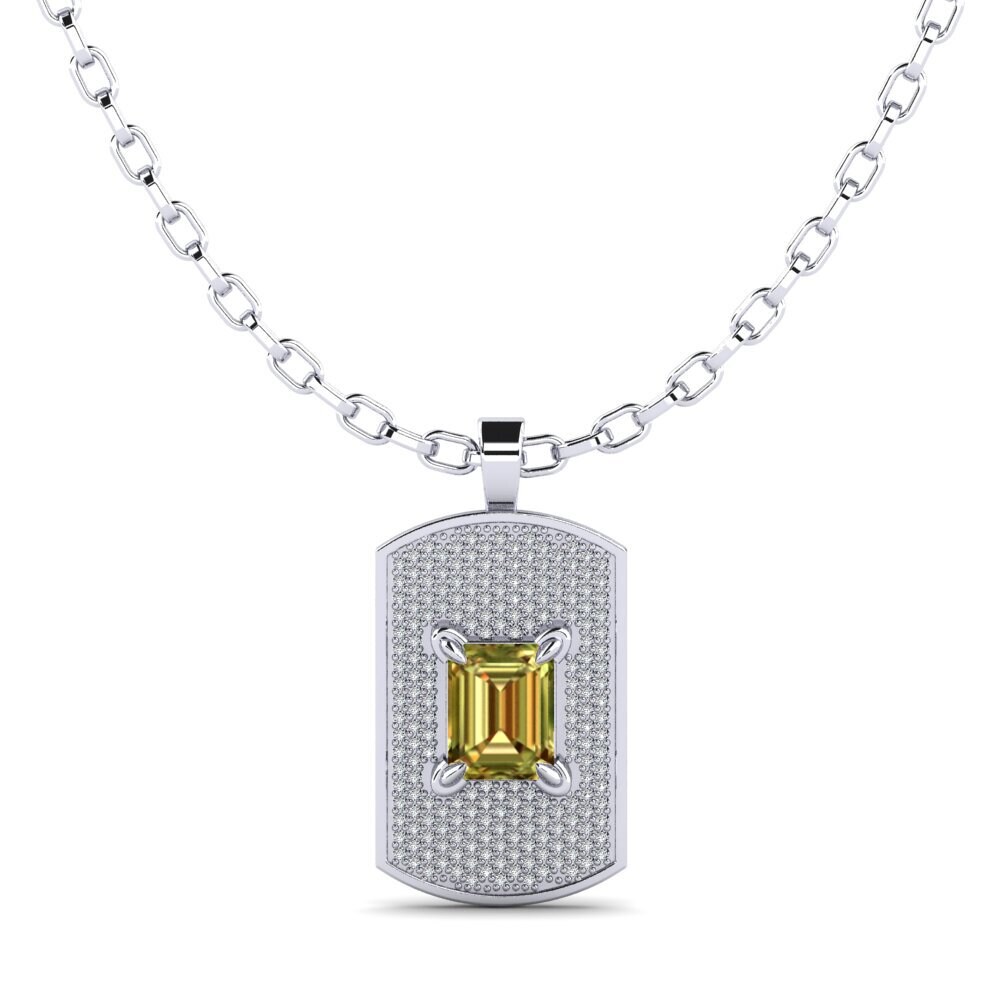 14ct White Gold Sultan Stone Men's Pendant Matthew