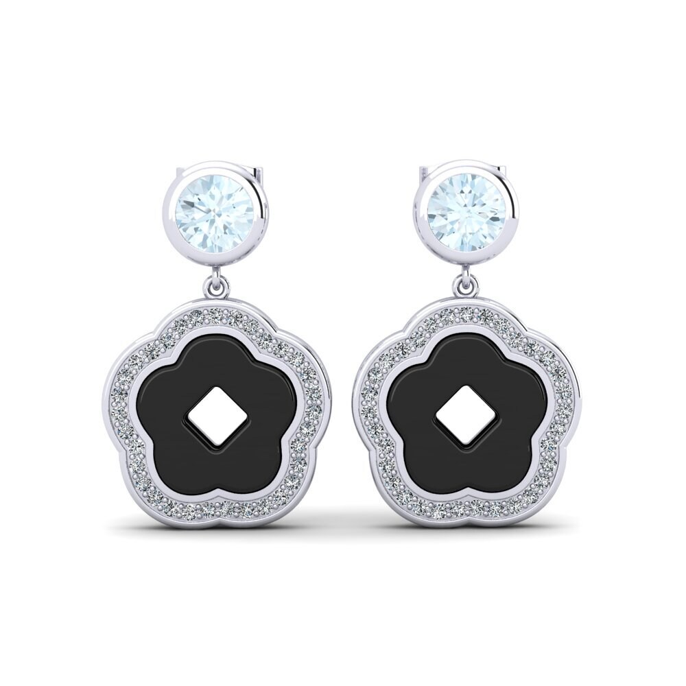 White Silver Aquamarine Women's Earring Mattos