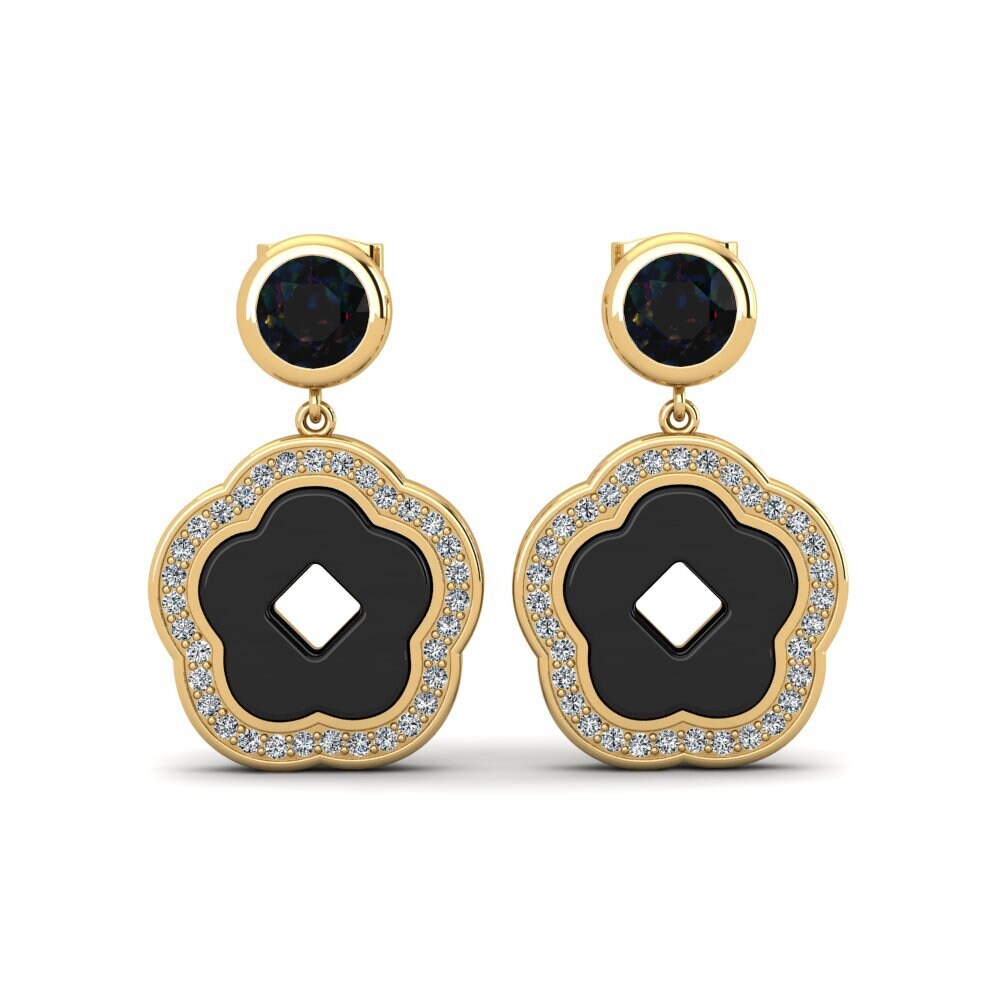 Round Black Opal Women's Earring Mattos